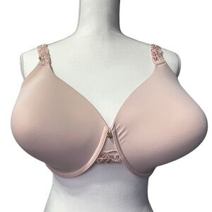 NATORI lace trim cameo rose (blush pink) underwire bra style 736037 40DDD NWT